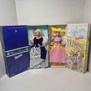 Avon Exclusive Barbie Lot: Winter Velvet & Spring Petals NRFB